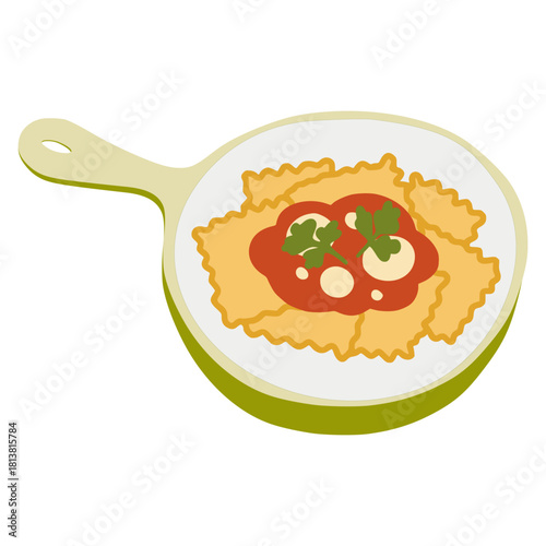 Italian pasta ravioli dish with tomato sauce