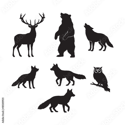 black silhouettes of animals