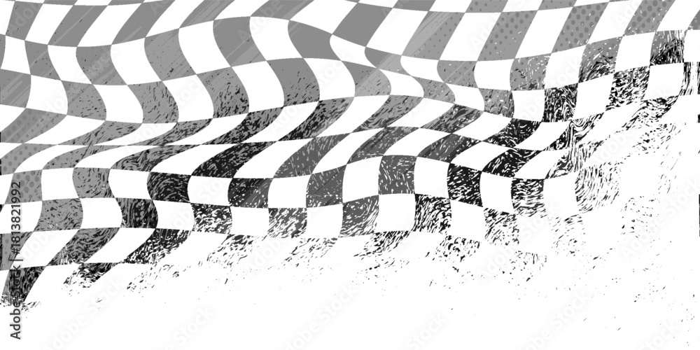 Naklejka premium Race flag grunge vector design transparent background. Speed flag vector illustration isolated