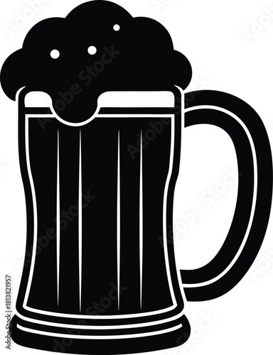 Stylized beer mug with foam and condensation for beverage branding