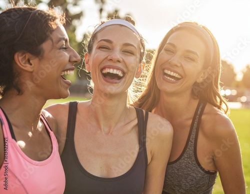Fitnessfreundinnen mit positiver Energie