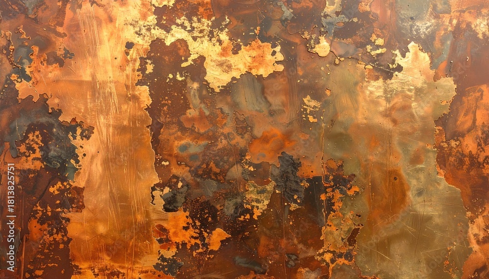 Obraz premium Patinaed copper surface with rust, grunge and texture