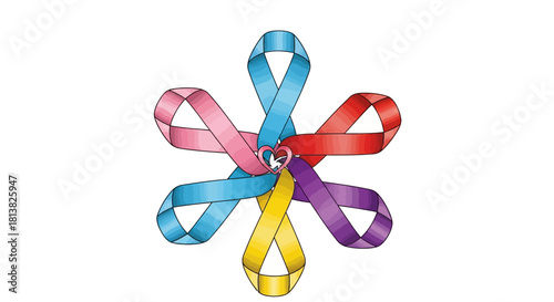Show your support with vibrant awareness ribbons forming a heart unity, championing compassion and solidarity through color and symbolism in every cause