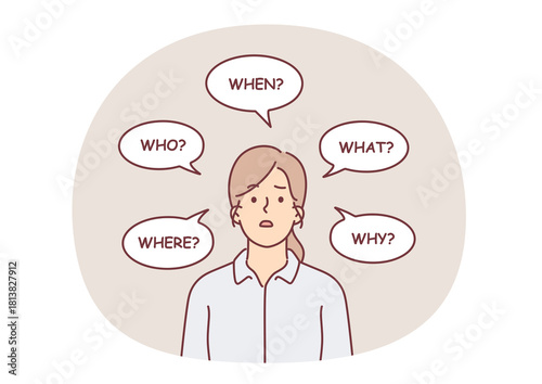 Confused Woman Asking 5 W's