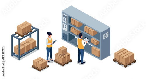 Efficient warehouse management with isometric figures and inventory systems