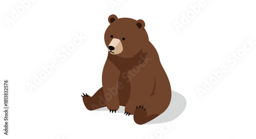 Adorable sitting bear: cute flat animal illustration on white background