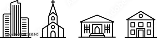 Line icon buildings on white background