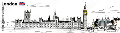 London cityscape sketch against white background