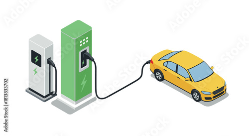 Efficient electric car charging with modern isometric design