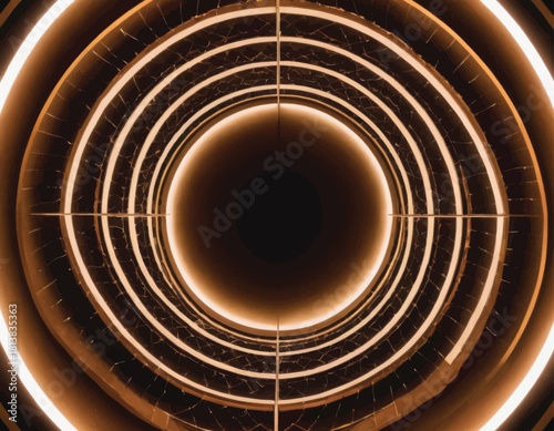 Abstract Circular Tunnel with Glowing Lights.
