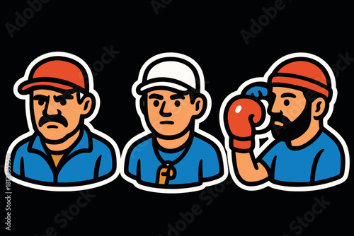 Cartoon style characters in sports attire illustrating diverse roles