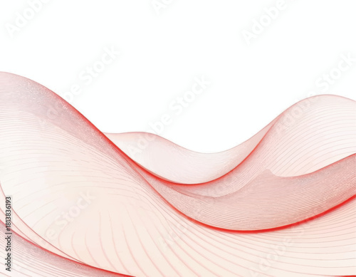 Abstract flowing red and white wave pattern.