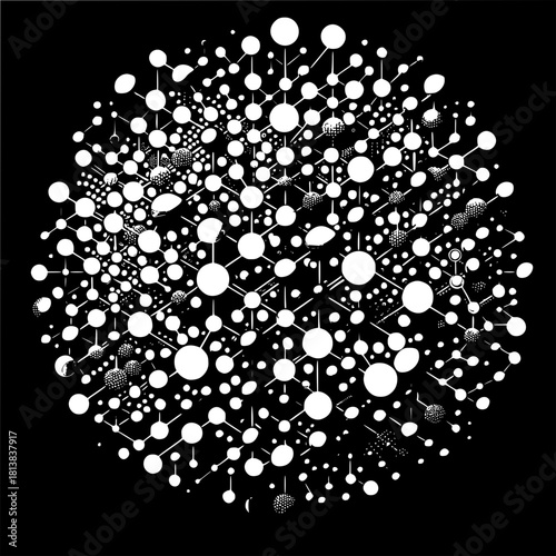 Molecular Structure Abstract Science Network with Connected Atoms for Scientific Research and Pharmaceutical Industry

