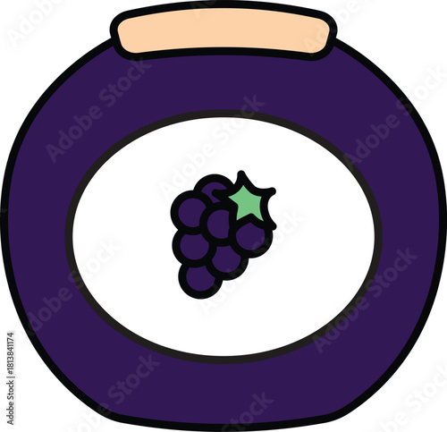 a jar of dark purple grape jam