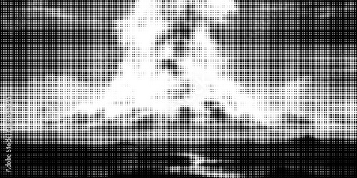 Edge frame. Halftone cartoon border. Pop art dot. Attention pattern. Faded attention texture. Black line isolated on white background. Concentration lines design. Grunge dots zoom. Vector illustration