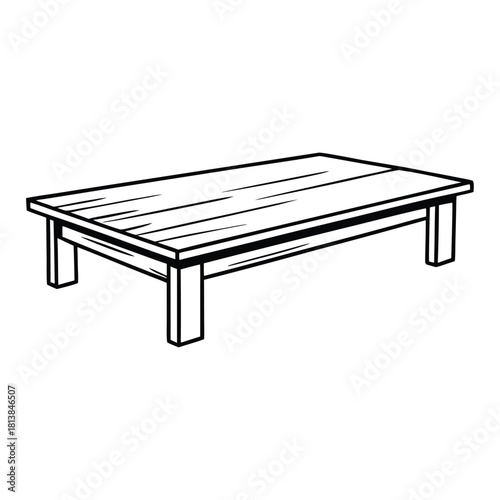 A Flat Vector of a Low Wooden Table, a coffee table or accent piece.
