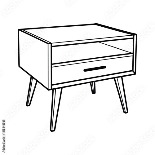 A Flat Vector of a Modern Bedside Table, a contemporary nightstand design.