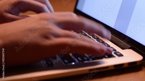 typing on keyboard close up