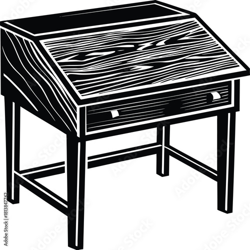 A Flat Vector of a Wooden Writing Table, a simple desk for writing or tasks.