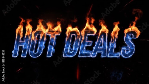 Powerful Hot Deals Typographic Animation with Dual Flame Fire in 4K