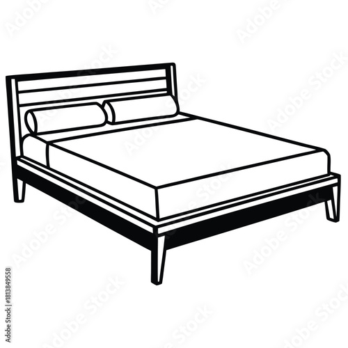 Minimal Flat Vector of a Double Bed Frame, the basic structure for a standard size bed.