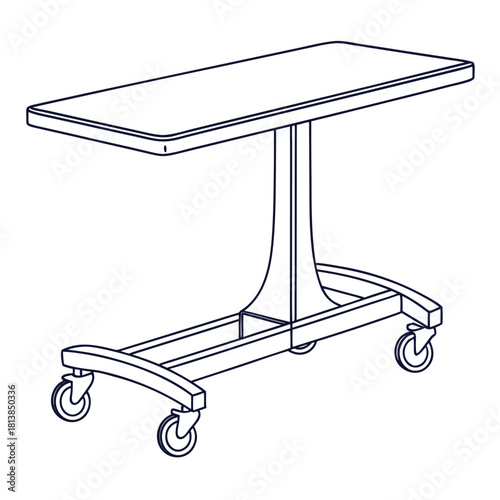 Minimal Flat Vector of a Rolling Table (Cart), symbolizing mobility and flexible utility.