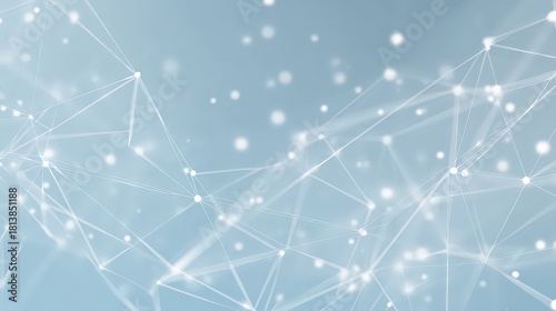 Abstract White Lines and Dots Network Connecting on Light Blue Background Creating a Futuristic Technological Feel for Data Communication And Networking