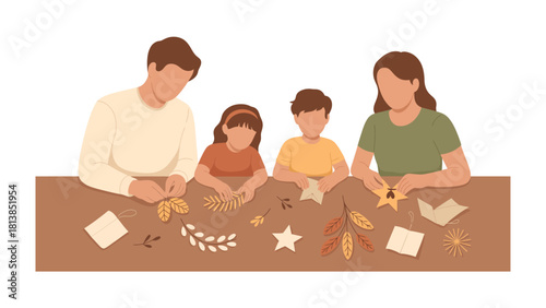 Crafting Family Moments: A family joins together to craft, fostering bonds and creating lasting memories through shared creative experiences.