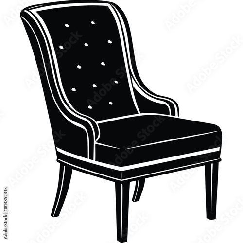 A Modern Flat Vector of a High-Back Chair, emphasizing comfort and formal seating.