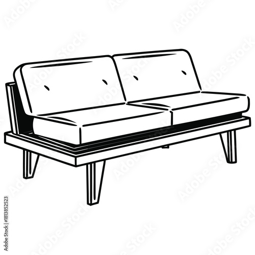 A Modern Flat Vector of a Lounge Bench, suitable for a minimalist or waiting area seating option.