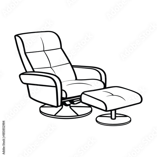 A Modern Flat Vector of a Recliner With an Ottoman, emphasizing comfort and relaxation furniture.