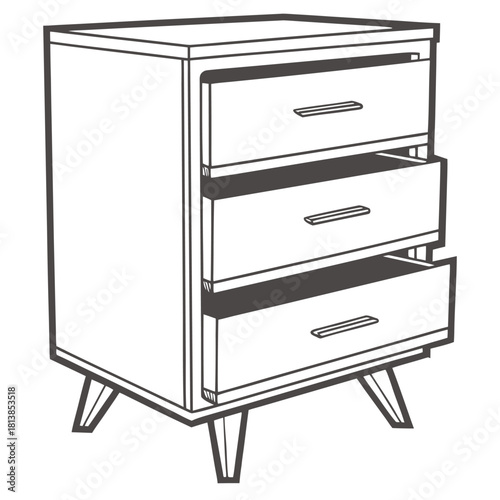 A Modern Flat Vector of a Tall Nightstand (Bedside Table), suitable for bedroom furniture concepts.