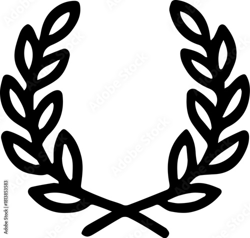 Laurel wreath symbolizes victory and achievement, representing honor and success in a minimalist style, conveying a sense of triumph and recognition.
