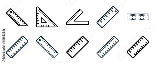 Variety of rulers and measuring tools icons for design projects