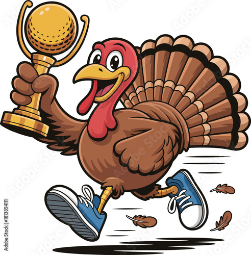 cartoon running turkey trot champion illustration1