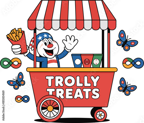 Cheerful Trolly Treats Street Snack Cart