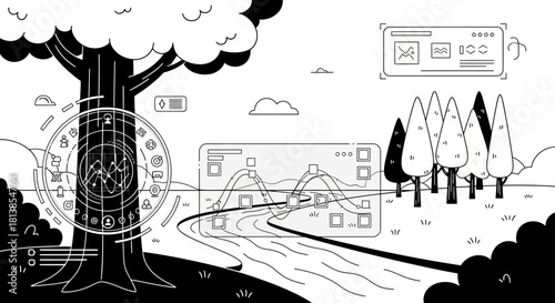 Nature and Technology Intertwined - A Conceptual Illustration.