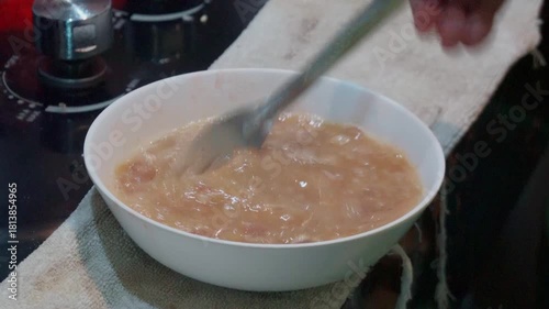 Beating Eggs in a Cup. Home Cooking Scene