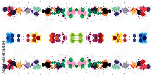 Color paint splatter.Spray paint blot element.Colorful ink stains mess.Colorful paint splatters.Watercolor spots in raw and paint splashes collection,Color ink splashes. Grunge splatters.