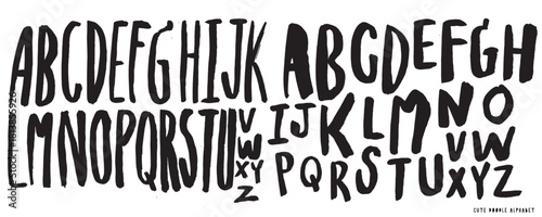 Cute Hand drawn doodle letters vector alphabet set,Children's English font for book design, doodle Vector illustration, handwritten font 