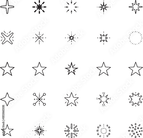 Collection of Sparkle and Star Icons for Design Projects