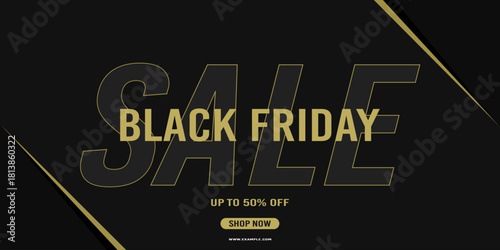 Black Friday sale background with bright gold. Modern design. Background for poster, banner, card. Vector illustration.