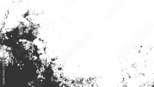 Black grunge texture overlay on white background with scattered dark speckles and rough edges vector