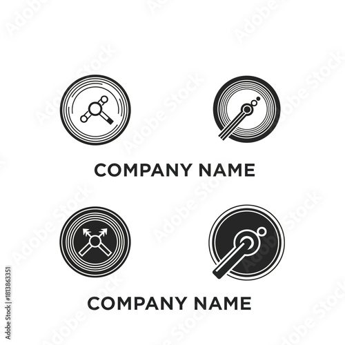Drum logo design with company name, simple and modern.