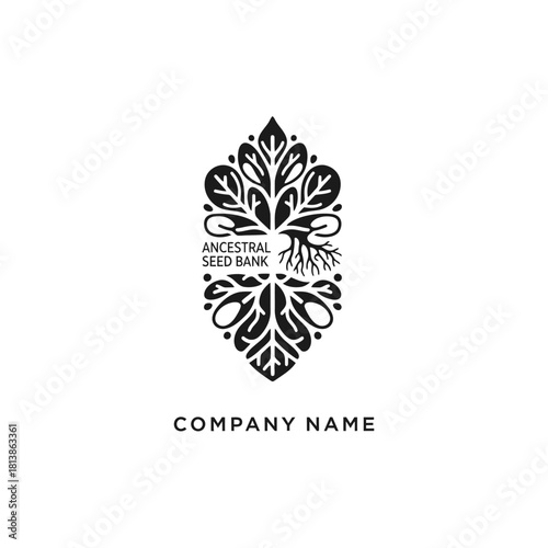 Elegant botanical logo design for an Ancestral Seed Bank.