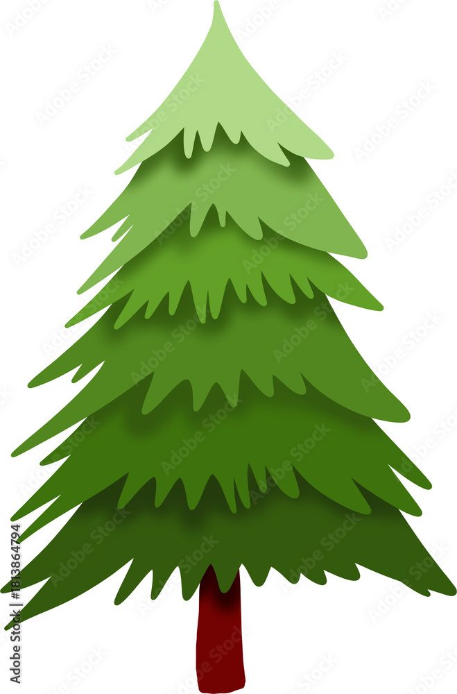 Obraz premium christmas tree illustration hand drawn