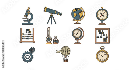 Collection of Vintage Scientific and Educational Objects.