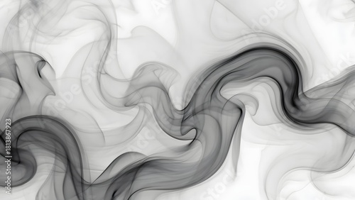 black and white smoke wave on white background.