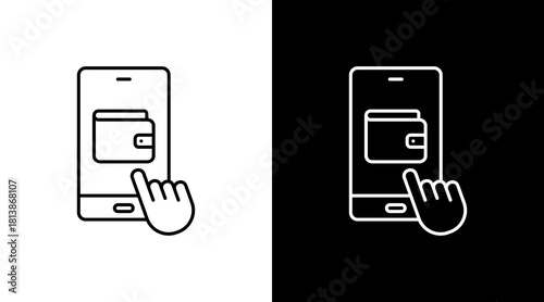 Mobile Wallets White Icon Set Design
