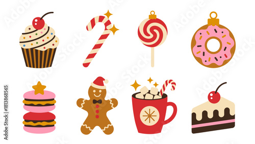 Festive Confections: A vibrant collection of delightful treats, evoking the warmth and joy of the holiday season, from cupcakes to gingerbread men, creating a visual feast of sweetness and cheer.